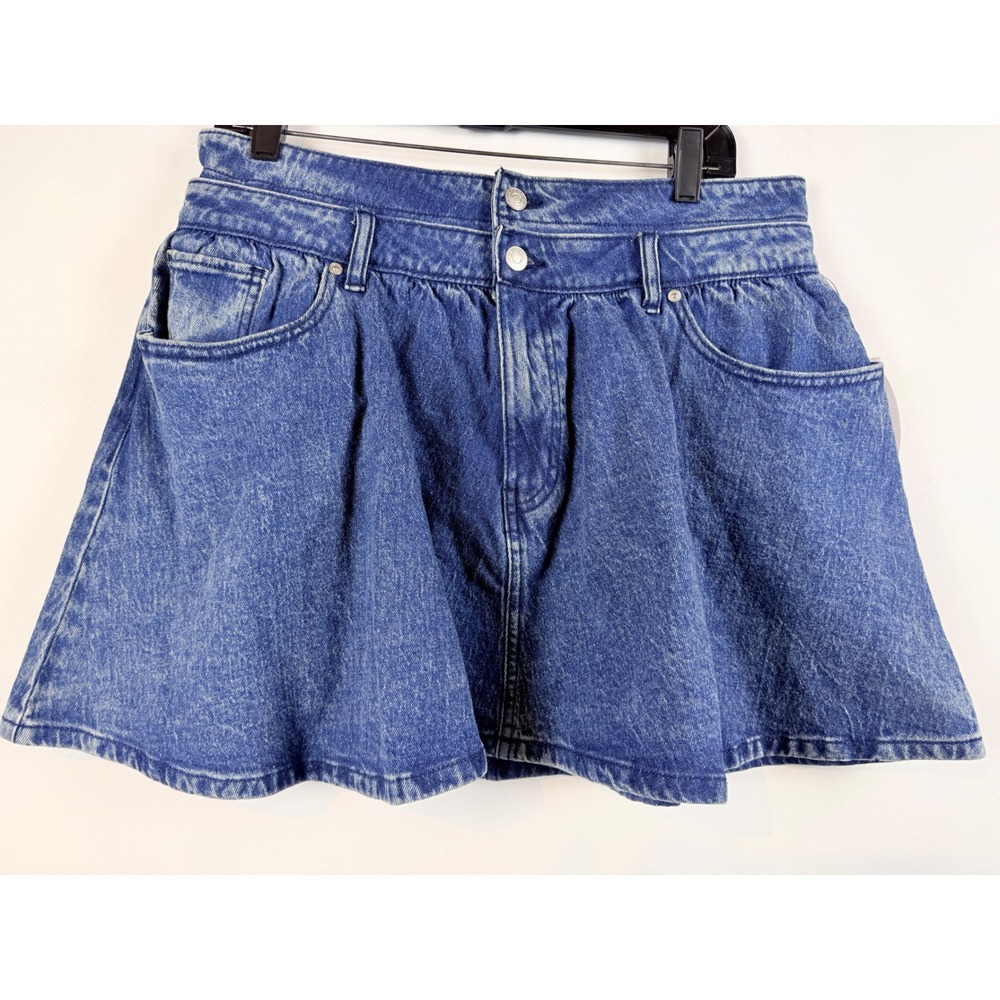 Scoop Low-Rise Mini Double WB Skirt Blue Denim Pleated Skater Size 12 NEW